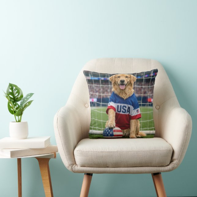 Goud Retriever Amerikaanse Voetbalspeler Kussen (Stoel)