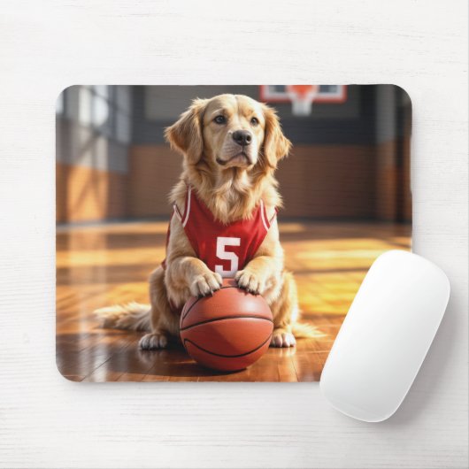 Goud Retriever Basketbalspeler Muismat (Met muis)