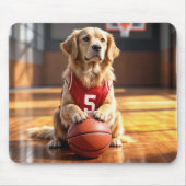 Goud Retriever Basketbalspeler Muismat (Voorkant)