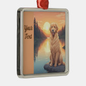 Goud Retriever bij het Meer Metalen Ornament (Rechts)