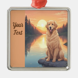 Goud Retriever bij het Meer Metalen Ornament
