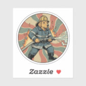 Goud Retriever Brandweerman - Oude Held-Hond Sticker (Vel)