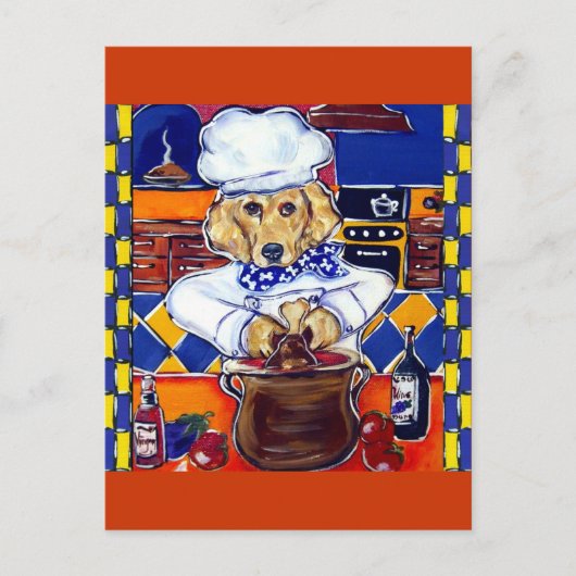 Goud Retriever Chef Briefkaart (Voorkant)
