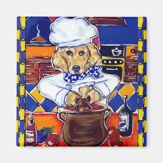Goud Retriever Chef Magneet (Voorkant)