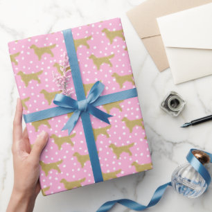 Goud retriever Cute roze Gevlekt Sneeuw Hond Patro Cadeaupapier