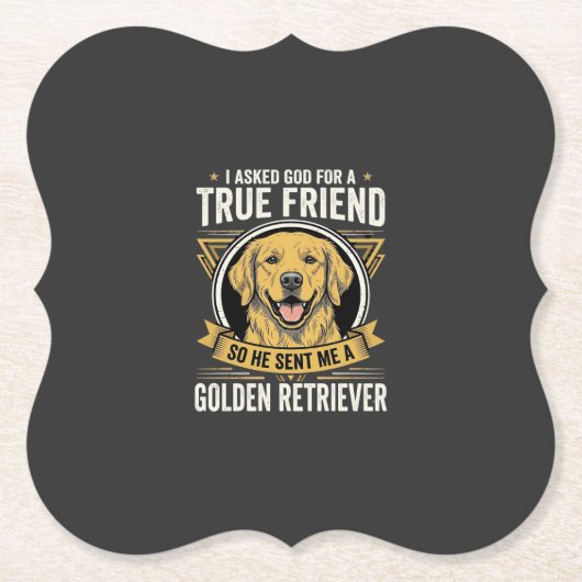 Goud Retriever Echte Vriend Hond Kartonnen Onderzetters (Voorkant)