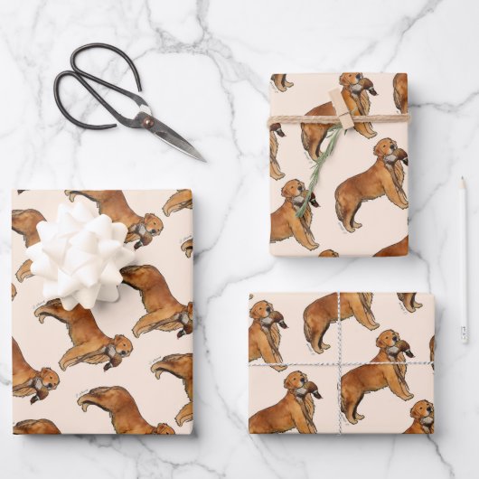 Goud Retriever Fazant Inpakpapier Vel (Voorkant)