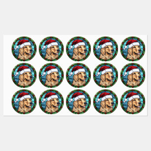 Goud Retriever Glas in Lood Kerstmis Labels