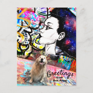 Goud Retriever Graffiti Alley Ann Arbor Reis Briefkaart