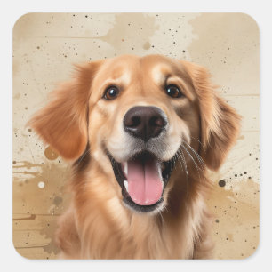 Goud Retriever Hond Huisdier Dier Vierkante Sticker