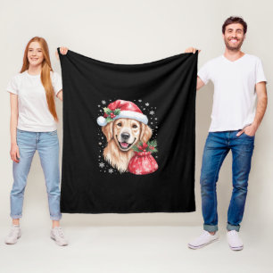 Goud Retriever Hond Kerst Licht Vakantie Feest Fleece Deken