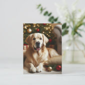 Goud Retriever Hond Kerstmis Briefkaart (Staand voorkant)