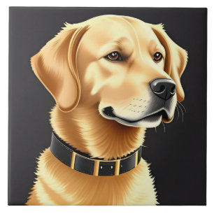 Goud Retriever Hond met een Leren Halsband Tegeltje