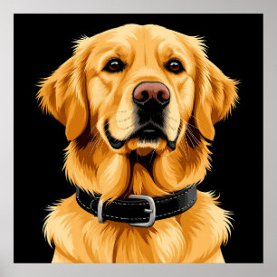 Goud Retriever Hond met Zwarte Halsband Poster