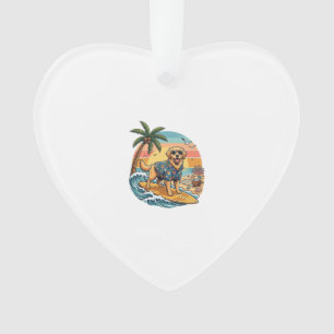 Goud Retriever Hond Surft Surfplank Zonsondergang  Ornament