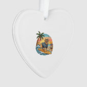 Goud Retriever Hond Surft Surfplank Zonsondergang Ornament (voorkant)
