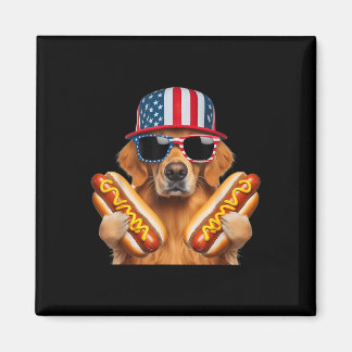 Goud Retriever Hotdog 4 juli Amerikaanse Vlag  Magneet