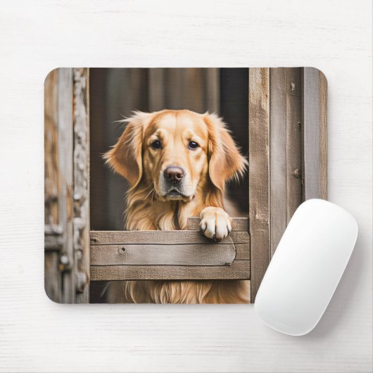 Goud Retriever In Schuurraam Muismat (Met muis)