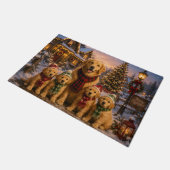 Goud Retriever Kerst Dorp Schilderij Deurmat (Schuin)