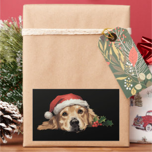 Goud Retriever Kerstman Hoed Hond Kerstmis Rechthoekige Sticker
