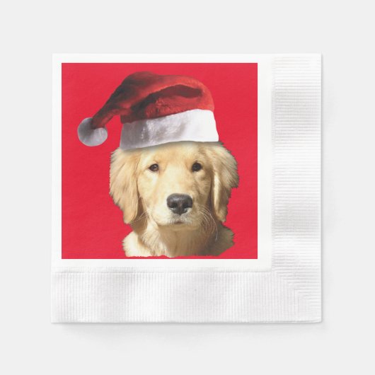 Goud Retriever Kerstman Servet (Voorkant)