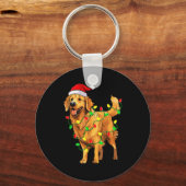 Goud Retriever Kerstmis Sinterklaas Hoed Boom Lich Sleutelhanger (Voorkant)