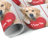 Goud Retriever Met Een Rode Hartkussen Cadeaupapier (Rol Hoek)