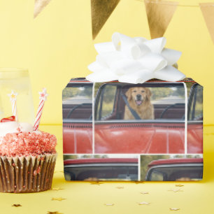 Goud Retriever met een veiligheidsriem Cadeaupapier