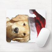 Goud Retriever Met Kerstman Hoed Muismat (Met muis)