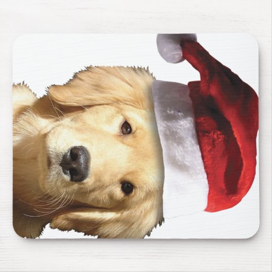 Goud Retriever Met Kerstman Hoed Muismat (Voorkant)