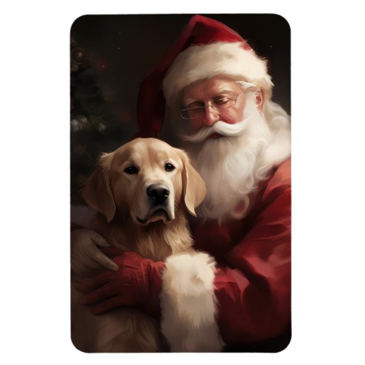 Goud Retriever Met Kerstman Kerstmis Magneet (Verticaal)