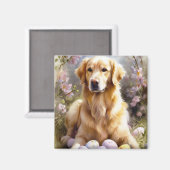 Goud Retriever met Pasen Eieren Magneet (Voorkant / Achterkant)