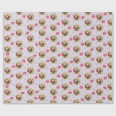 goud retriever met roos en kussen cadeaupapier (Vlak)