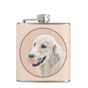 Goud Retriever met Tennisbal Schilderij Honden Kun Heupfles