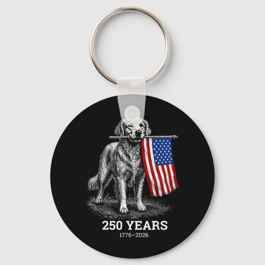 Goud Retriever Patriottische 4 juli Sleutelhanger (Voorkant)