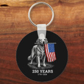 Goud Retriever Patriottische 4 juli Sleutelhanger (Voorkant)