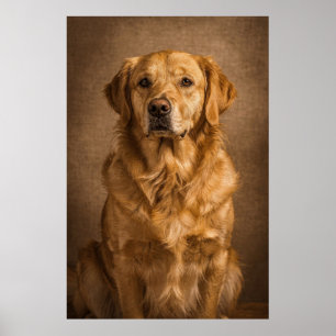Goud Retriever Portret met een Nadenkende Blik Poster