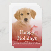 Goud Retriever pup met lint Feestdagenkaart (Voorkant / Achterkant)