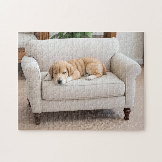 Goud Retriever Pup Slaapt Legpuzzel (Horizontaal)