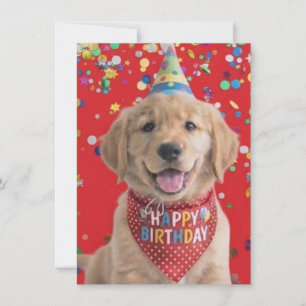 Goud retriever puppy die een gelukkige verjaardag feestdagenkaart