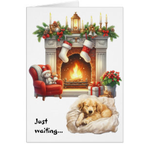 Goud Retriever Puppy Hond Wacht op Kerstmis
