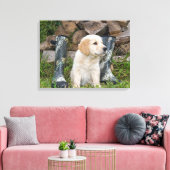 goud retriever puppy met laarzen canvas afdruk (Insitu (Woonkamer))
