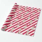 Goud Retriever Puppy Op Strepen Cadeaupapier (Uitgerold)