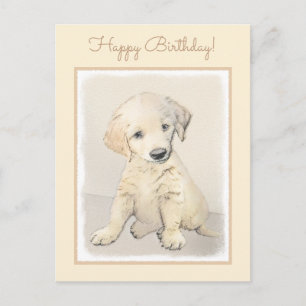 Goud Retriever Puppy Schilderij - Originele Honden Briefkaart