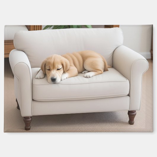 Goud Retriever Puppy Slapend Magneet (Voorkant)