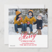 Goud Retriever Puppy Speelt in de Sneeuw Feestdagenkaart (Achterkant)