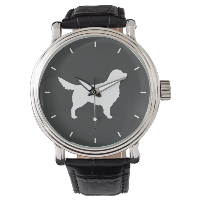 Goud Retriever Silhouet Horloge (Voorkant)