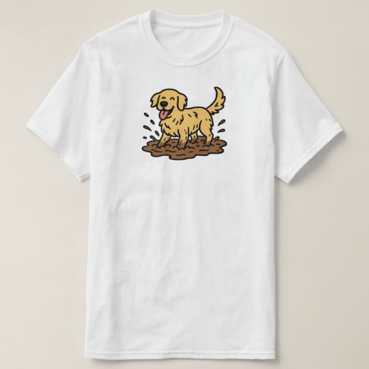 Goud Retriever Speelt in Modder T-shirt (Design voorkant)