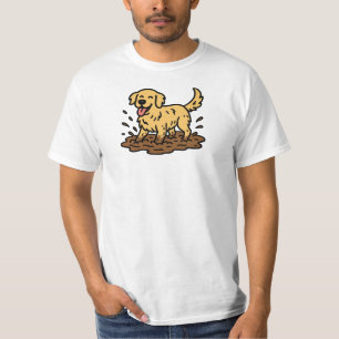 Goud Retriever Speelt in Modder T-shirt