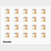 Goud Retriever Strand Hond Ronde Sticker (Vel)